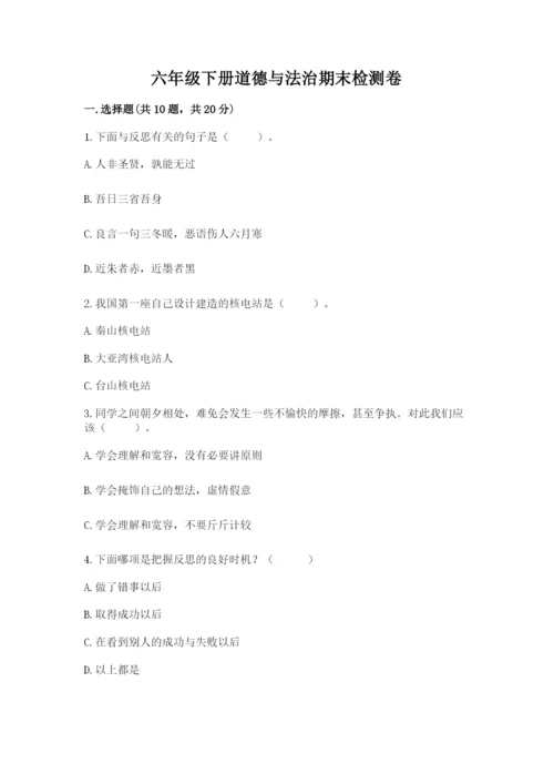 六年级下册道德与法治期末检测卷带答案（模拟题）.docx