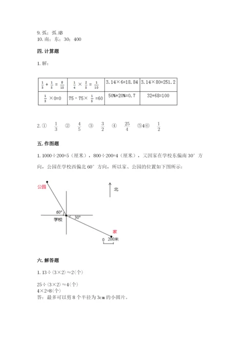 2022人教版六年级上册数学期末测试卷（考点梳理）.docx