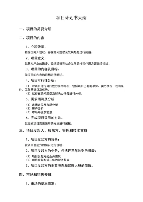 项目计划书