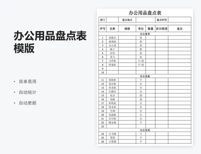 办公用品盘点表模版