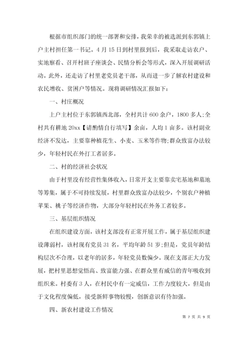 （精选）第一书记驻村调研报告.docx