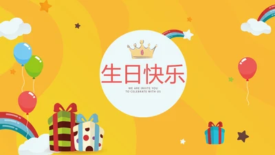 橙色生日快乐电子相册动态PPT模板