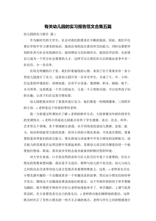 有关幼儿园的实习报告范文合集五篇.docx