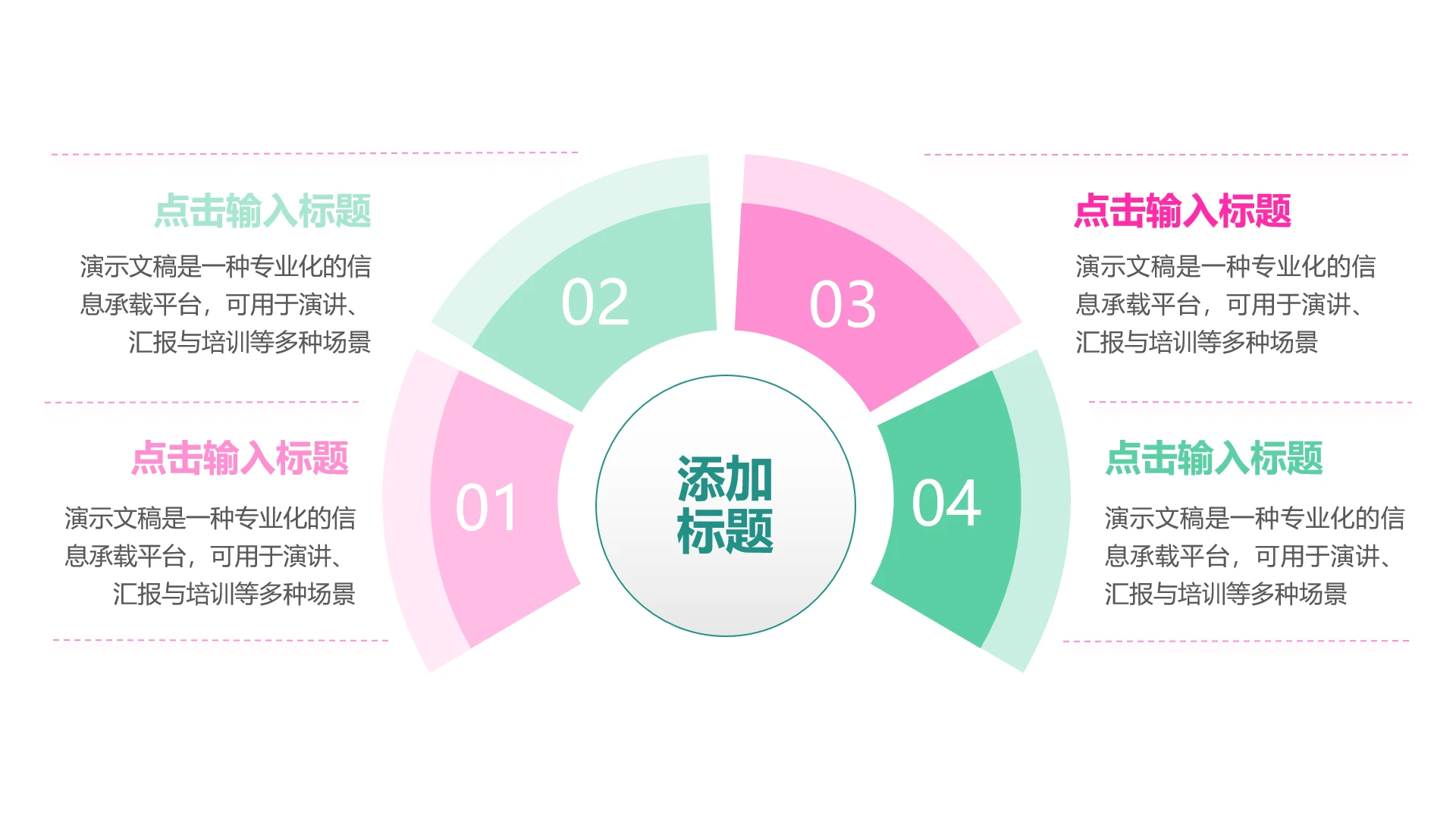 单页四项环绕并列PPT模板