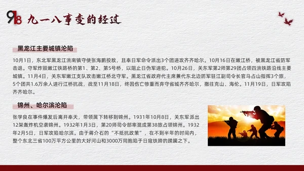 红色简约九一八事变九一八PPT模板宣传PPT动态PPT