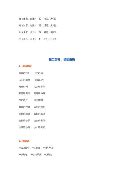 2023年部编版一年级上册语文单元精编知识点.docx