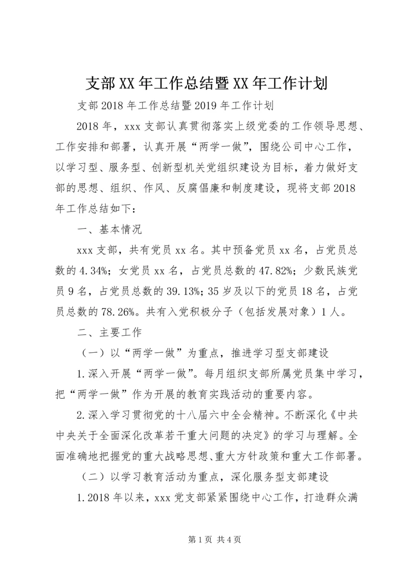 支部XX年工作总结暨XX年工作计划 (2).docx