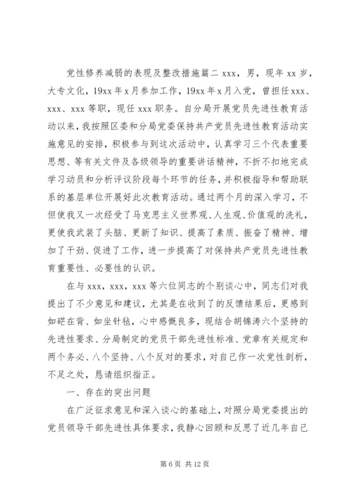 党性修养减弱的表现及整改措施.docx