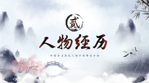 水彩水墨中国风山水历史人物介绍PPT
