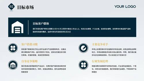 蓝色大气简约风商业计划书PPT模板