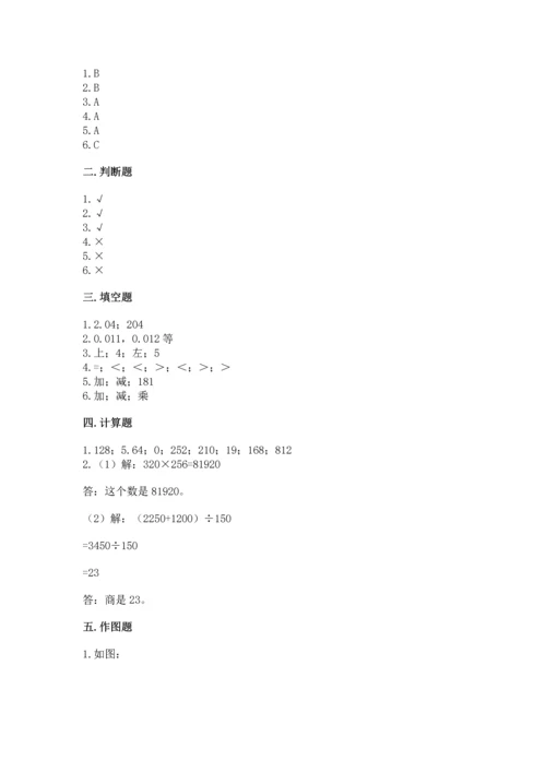 小学四年级下册数学期末测试卷及答案（网校专用）.docx