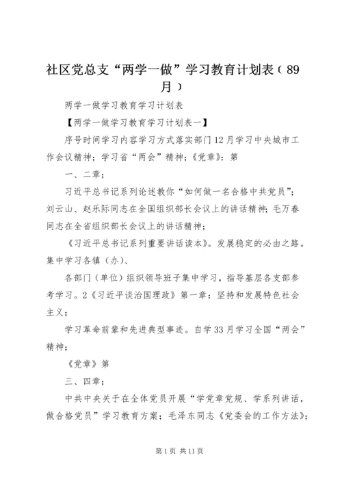 社区党总支“两学一做”学习教育计划表﹝89月﹞ (2).docx