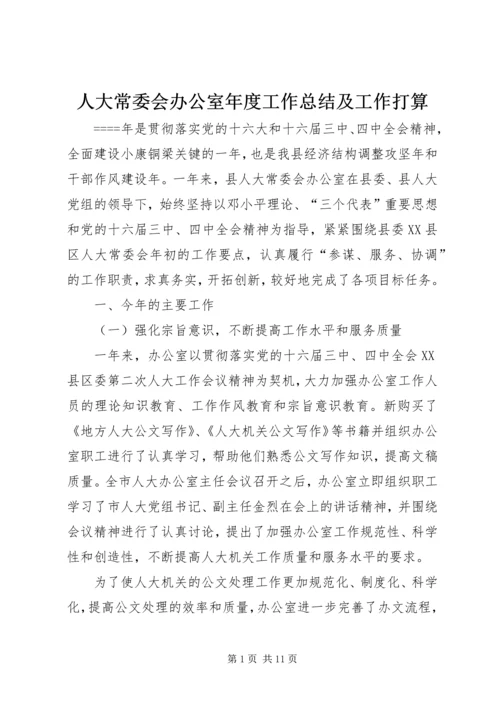 人大常委会办公室年度工作总结及工作打算.docx