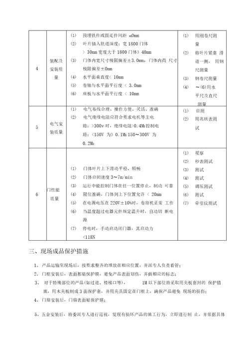 防火门施工专业技术方案