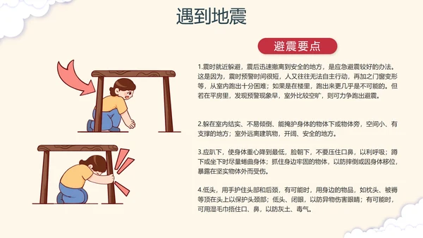 手绘卡通防震减灾安全教育科普PPT模板