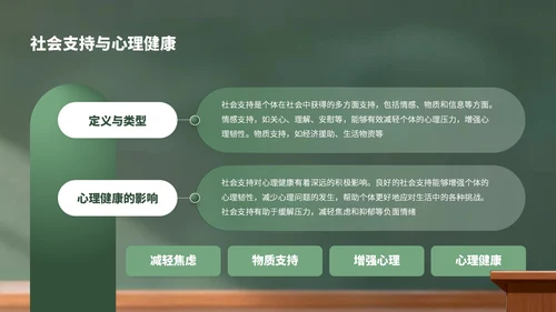 绿色卡通风世界精神卫生日宣传PPT