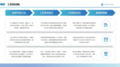 蓝色商务企业述职报告通用PPT模板