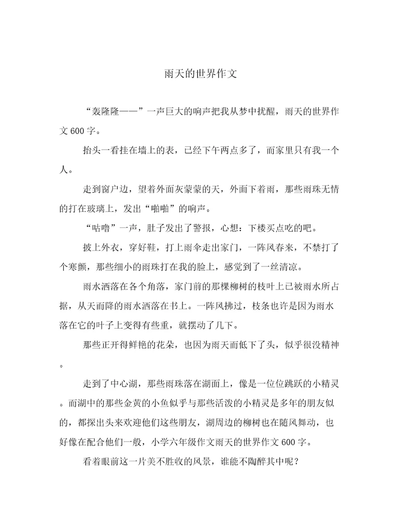 雨天的世界作文