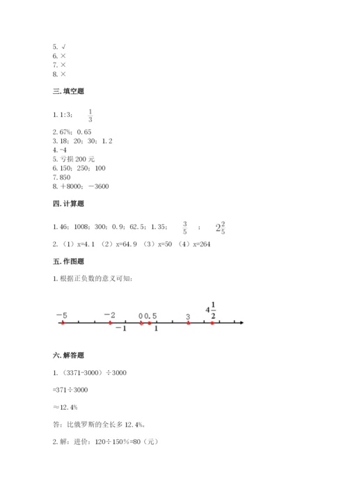 六年级下册数学期末测试卷及答案（夺冠系列）.docx