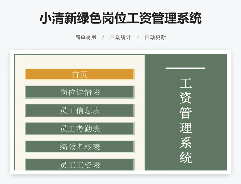 小清新绿色岗位工资管理系统