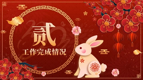 红色奢华中国风兔飞猛进年终总结PPT模板