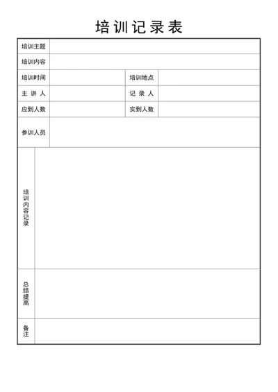 培训登记表培训记录