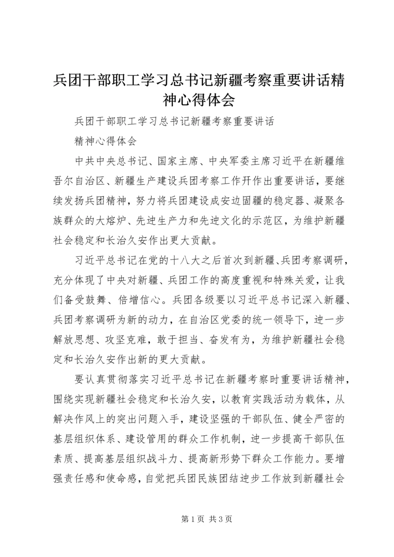 兵团干部职工学习总书记新疆考察重要讲话精神心得体会.docx