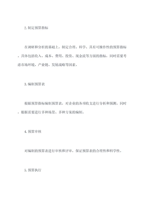 企业全面预算实验报告