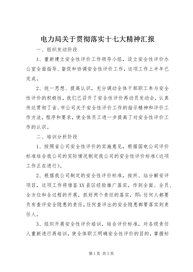 电力局关于贯彻落实十七大精神汇报.docx