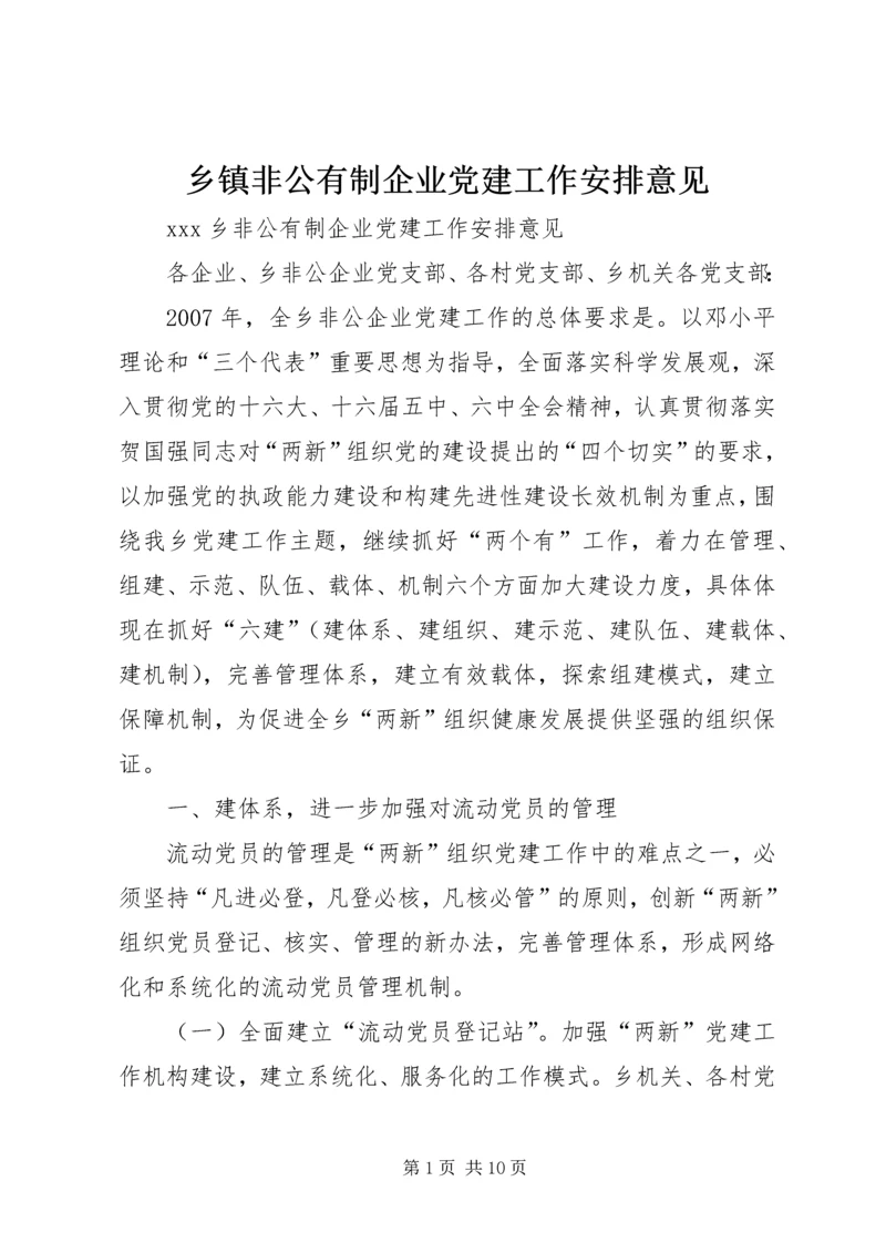 乡镇非公有制企业党建工作安排意见.docx