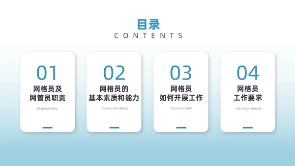 蓝色图形简约网格员培训培训PPt员工培训