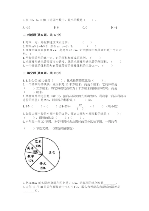 重庆市合川市六年级下册数学期末测试卷及答案参考.docx