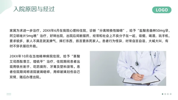 绿色简约精神科护理查房PPT模板宣传PPT动态PPT