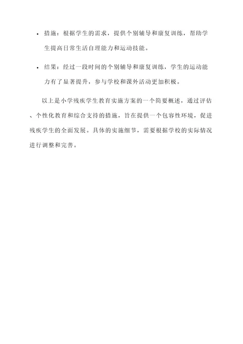 小学残疾学生教育实施方案