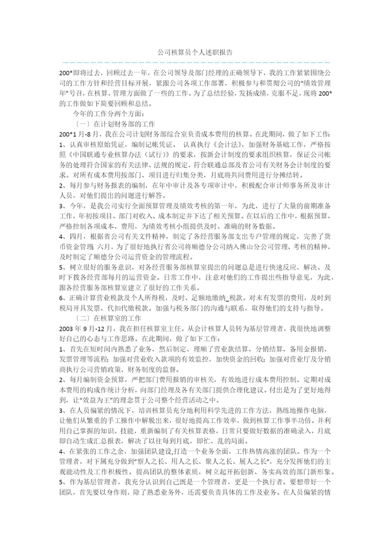 公司核算员个人述职报告.docx