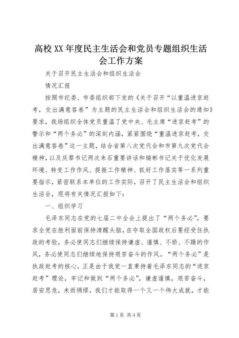 高校XX年度民主生活会和党员专题组织生活会工作方案 (3).docx