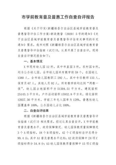 【教育系统】市学前教育普及普惠工作自查自评报告.docx
