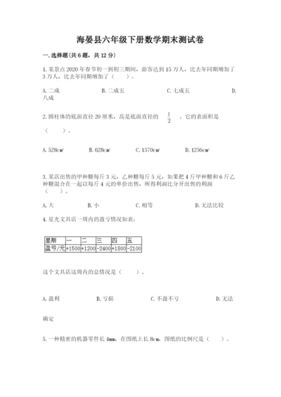 海晏县六年级下册数学期末测试卷标准卷.docx