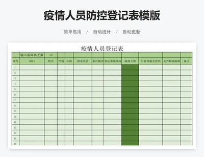 疫情人员防控登记表模版