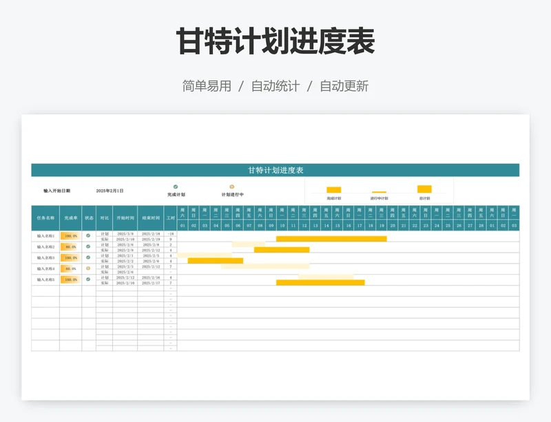 甘特计划进度表