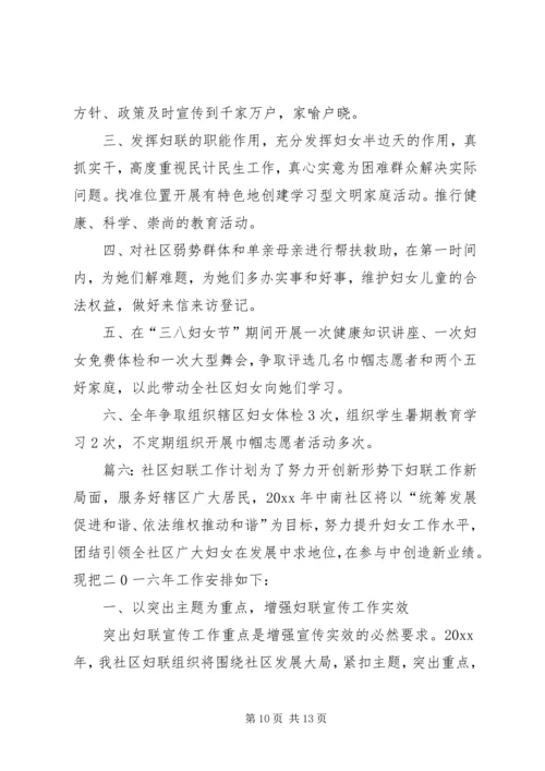 社区的妇联工作计划范文.docx