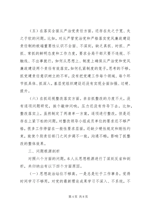 林草局党组书记XX年民主生活会检视剖析材料.docx