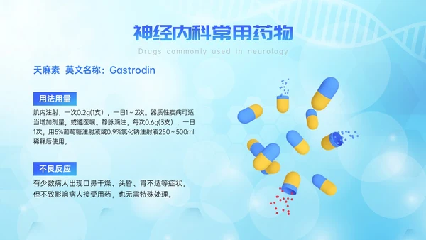 蓝色简约展板风神经内科常用药解析培训PPT课件