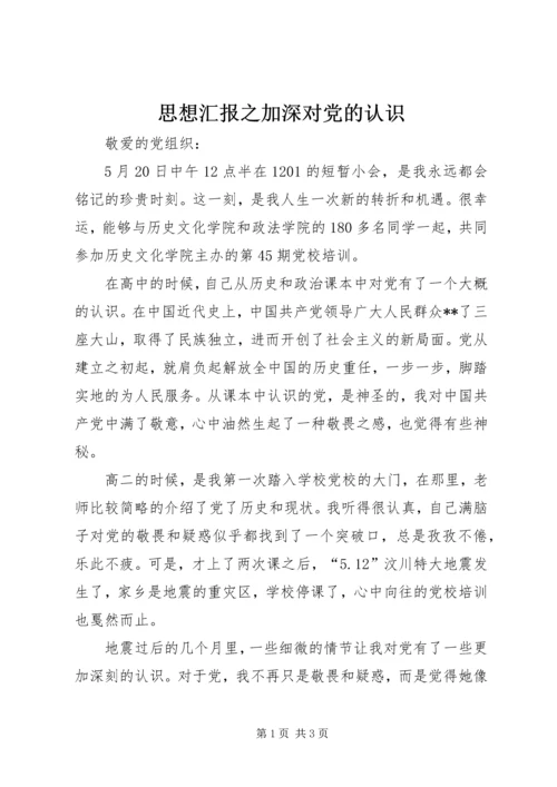思想汇报之加深对党的认识 (2).docx