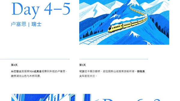 蓝黄色简约风欧洲旅游攻略PPT模板