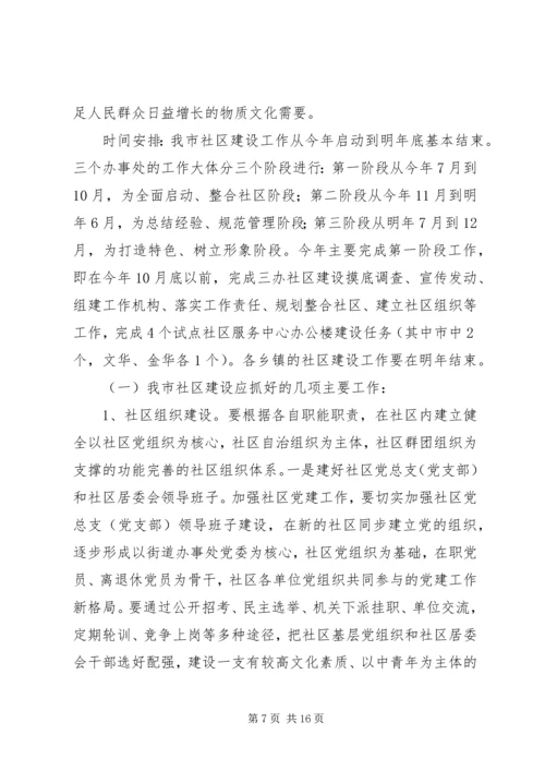 在全市社区建设工作动员大会上的讲话.docx