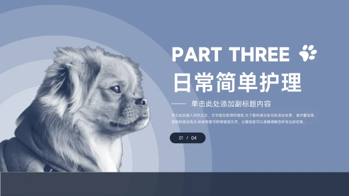 可爱蓝色剪影宠物健康护理PPT模板