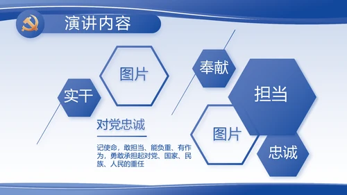 蓝色大气党支部党建述职报告动态PPT