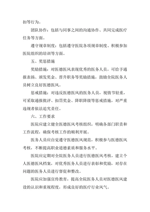 医院医德医风考核奖惩制度