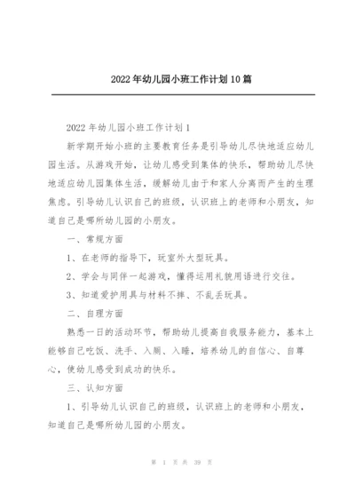 2022年幼儿园小班工作计划10篇.docx